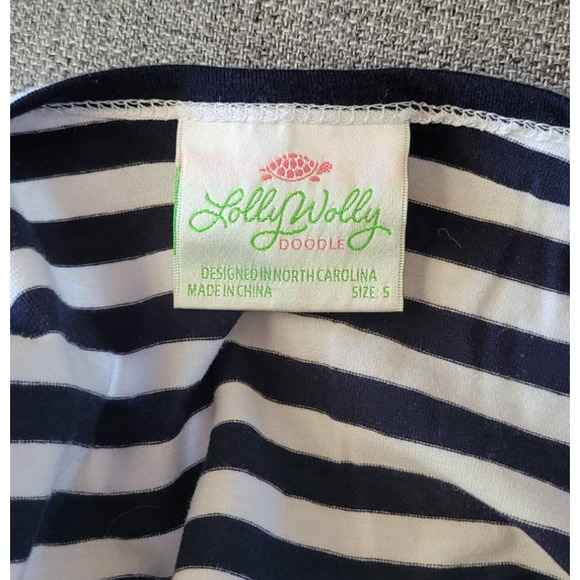 Lolly Wolly Doodle Navy Stripe Half Sleeve Dress Size Small - Picture 3 of 5